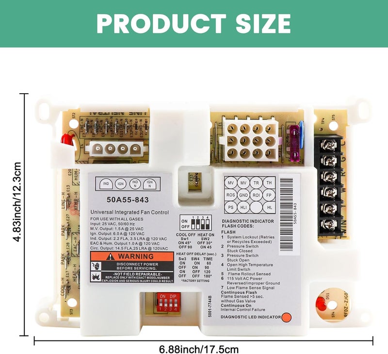 Hoiedt 50A55-843 Furnace Control Board, Fit for White Rodgers Furnace Ignition Module Control Board（NOT fit 50A50-474 ） - Image 5